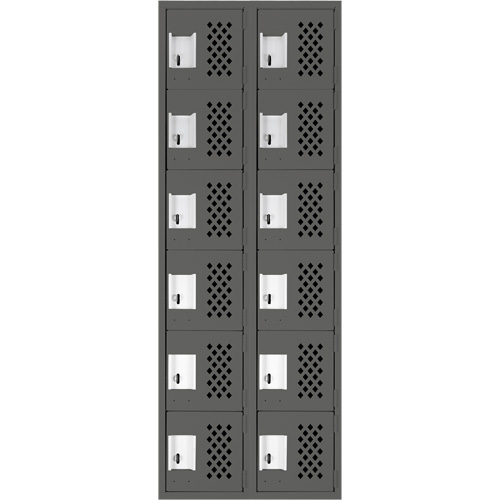 Anthony Steel Mfg. CL-L-2-121272-PERF_A127 Clean-Line Perforated Lockerette, 6 -tier, Bank of 2, 12" x 72" x 12", Steel