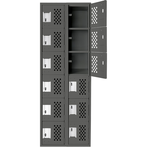 Anthony Steel Mfg. CL-L-2-121272-PERF_A127 Clean-Line Perforated Lockerette, 6 -tier, Bank of 2, 12" x 72" x 12", Steel
