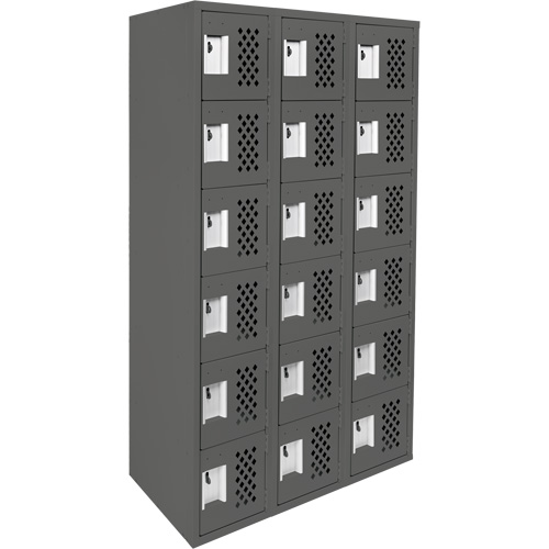 Anthony Steel Mfg. CL-L-3-121272-PERF_A127 Clean-Line Perforated Lockerette, 6 -tier, Bank of 3, 12" x 72" x 12", Steel