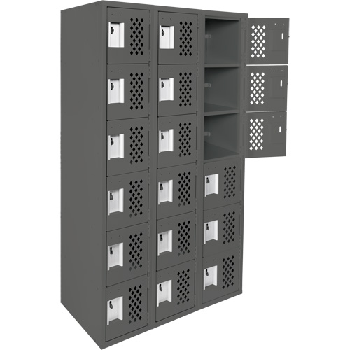 Anthony Steel Mfg. CL-L-3-121272-PERF_A127 Clean-Line Perforated Lockerette, 6 -tier, Bank of 3, 12" x 72" x 12", Steel