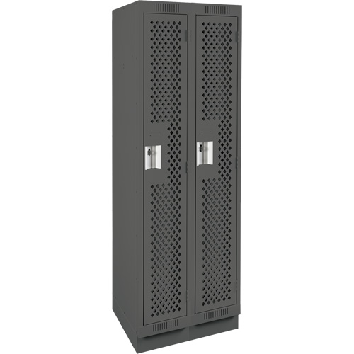 Anthony Steel Mfg. CLS2-121272-RB-PER_A127 Clean Line Lockers, Bank of 2, 24" x 12" x 76", Steel, Charcoal, Rivet (Assembled), Perforated
