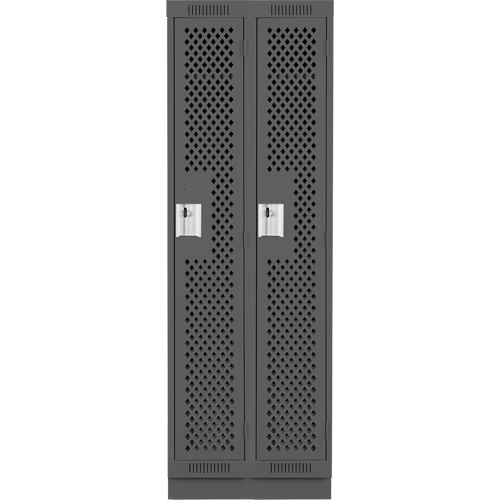Anthony Steel Mfg. CLS2-121272-RB-PER_A127 Clean Line Lockers, Bank of 2, 24" x 12" x 76", Steel, Charcoal, Rivet (Assembled), Perforated