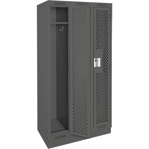 Anthony Steel Mfg. CLS3-121272-RB-PER_A127 Clean Line Lockers, Bank of 3, 36" x 12" x 76", Steel, Charcoal, Rivet (Assembled), Perforated
