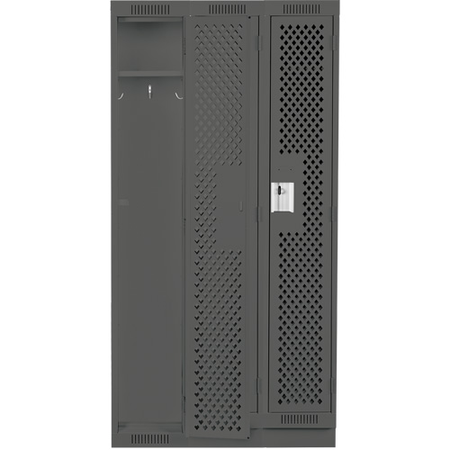 Anthony Steel Mfg. CLS3-121272-RB-PER_A127 Clean Line Lockers, Bank of 3, 36" x 12" x 76", Steel, Charcoal, Rivet (Assembled), Perforated