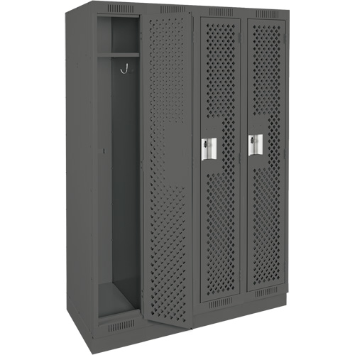 Anthony Steel Mfg. CLS4-121272-RB-PER_A127 Clean Line Lockers, Bank of 4, 48" x 12" x 76", Steel, Charcoal, Rivet (Assembled), Perforated