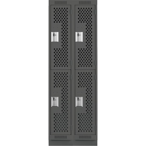 Anthony Steel Mfg. CLD2-121872-RB-PER_A127 Clean Line Lockers, 2 -tier, Bank of 2, 24" x 18" x 76", Steel, Charcoal, Rivet (Assembled), Perforated