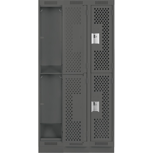 Anthony Steel Mfg. CLD3-121272-RB-PER_A127 Clean Line Lockers, 2 -tier, Bank of 3, 36" x 12" x 76", Steel, Charcoal, Rivet (Assembled), Perforated