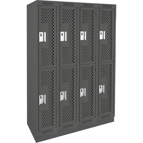Anthony Steel Mfg. CLD4-121872-RB-PER_A127 Clean Line Lockers, 2 -tier, Bank of 4, 48" x 18" x 76", Steel, Charcoal, Rivet (Assembled), Perforated