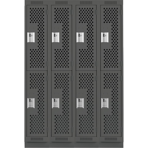Anthony Steel Mfg. CLD4-121872-RB-PER_A127 Clean Line Lockers, 2 -tier, Bank of 4, 48" x 18" x 76", Steel, Charcoal, Rivet (Assembled), Perforated
