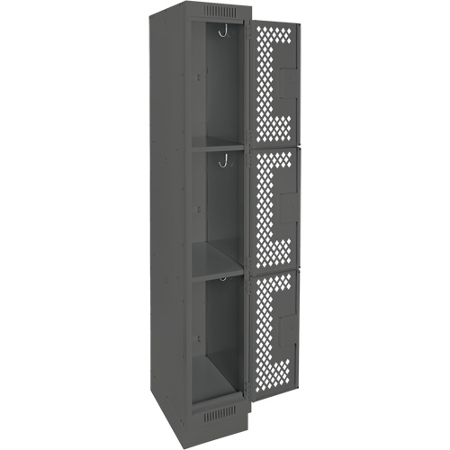 Anthony Steel Mfg. CLT1-121272-RB-PER_A127 Casiers Clean Line, 3 niveaux, 12" x 12" x 76", Acier, Charbon, Rivet (assembl&eacute;), Perfor&eacute;