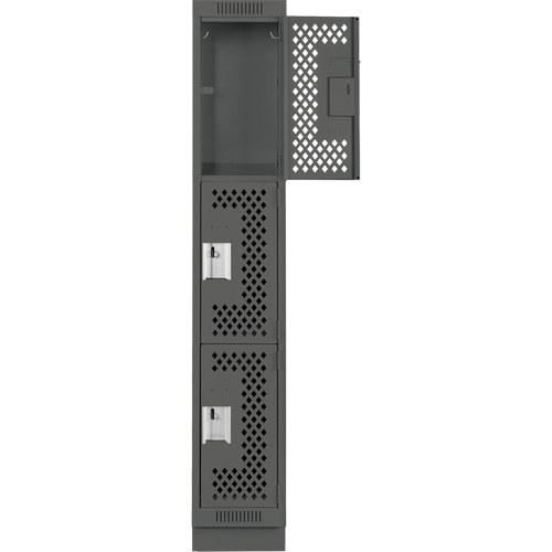 Anthony Steel Mfg. CLT1-121272-RB-PER_A127 Casiers Clean Line, 3 niveaux, 12" x 12" x 76", Acier, Charbon, Rivet (assembl&eacute;), Perfor&eacute;