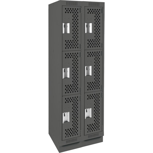 Anthony Steel Mfg. CLT2-121872-RB-PER_A127 Clean Line Lockers, 3 -tier, Bank of 2, 24" x 18" x 76", Steel, Charcoal, Rivet (Assembled), Perforated