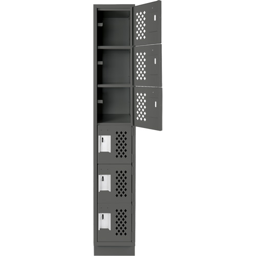 Anthony Steel Mfg. CLL1-121872-RB-PER_A127 Assembled Lockerettes Clean Line Perforated Economy Lockers, 6 -tier, 18" x 72" x 12", Steel