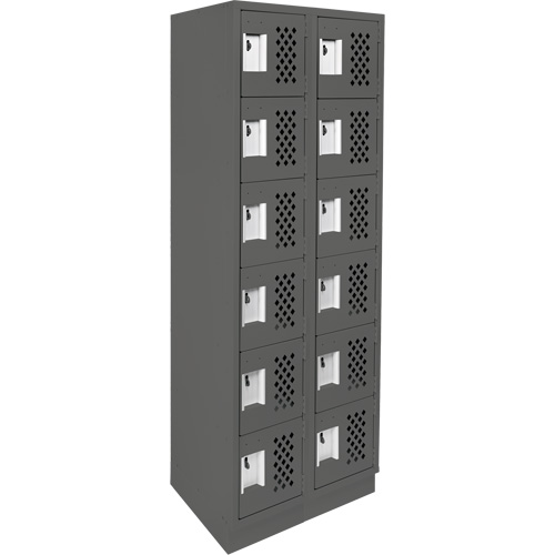 Anthony Steel Mfg. CLL2-121872-RB-PER_A127 Assembled Lockerettes Clean Line Perforated Economy Lockers, 6 -tier, Bank of 2, 18" x 72" x 12", Steel