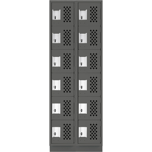 Anthony Steel Mfg. CLL2-121872-RB-PER_A127 Assembled Lockerettes Clean Line Perforated Economy Lockers, 6 -tier, Bank of 2, 18" x 72" x 12", Steel