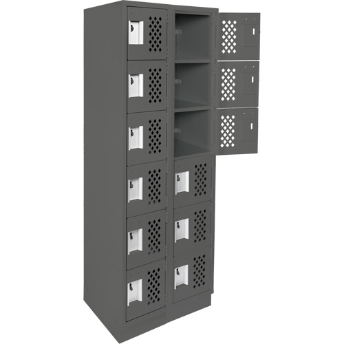 Anthony Steel Mfg. CLL2-121872-RB-PER_A127 Assembled Lockerettes Clean Line Perforated Economy Lockers, 6 -tier, Bank of 2, 18" x 72" x 12", Steel