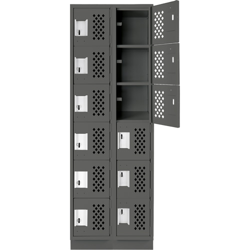 Anthony Steel Mfg. CLL2-121872-RB-PER_A127 Assembled Lockerettes Clean Line Perforated Economy Lockers, 6 -tier, Bank of 2, 18" x 72" x 12", Steel