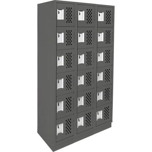 Anthony Steel Mfg. CLL3-121872-RB-PER_A127 Assembled Lockerettes Clean Line Perforated Economy Lockers, 6 -tier, Bank of 3, 18" x 72" x 12", Steel