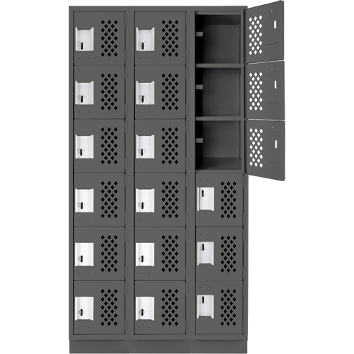 Anthony Steel Mfg. CLL3-121872-RB-PER_A127 Assembled Lockerettes Clean Line Perforated Economy Lockers, 6 -tier, Bank of 3, 18" x 72" x 12", Steel
