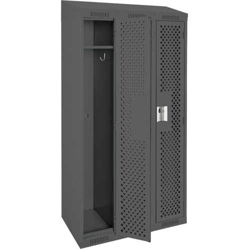 Anthony Steel Mfg. CLS3-121572-ST-PER_A127 Clean Line Lockers, Bank of 3, 36" x 15" x 78", Steel, Charcoal, Rivet (Assembled), Perforated
