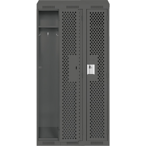 Anthony Steel Mfg. CLS3-121572-ST-PER_A127 Clean Line Lockers, Bank of 3, 36" x 15" x 78", Steel, Charcoal, Rivet (Assembled), Perforated