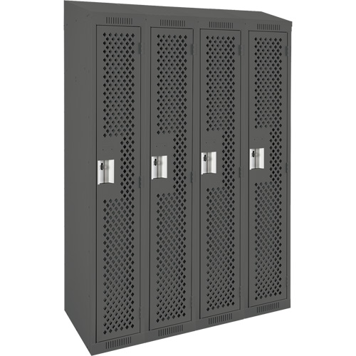 Anthony Steel Mfg. CLS4-121272-ST-PER_A127 Casiers Clean Line, Bloc de 4, 48" x 12" x 78", Acier, Charbon, Rivet (assembl&eacute;), Perfor&eacute;