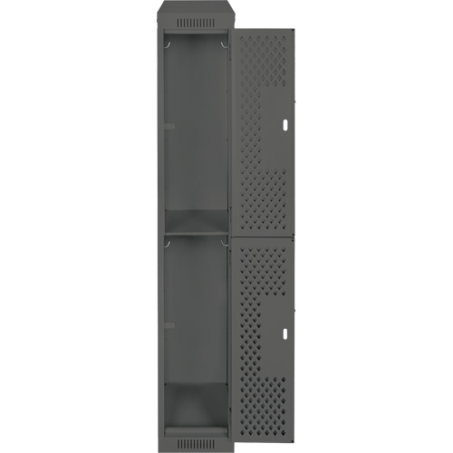 Anthony Steel Mfg. CLD1-121272-ST-PER_A127 Clean Line Lockers, 2 -tier, 12" x 12" x 78", Steel, Charcoal, Rivet (Assembled), Perforated