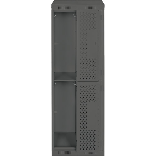 Anthony Steel Mfg. CLD2-121872-ST-PER_A127 Clean Line Lockers, 2 -tier, Bank of 2, 24" x 18" x 78", Steel, Charcoal, Rivet (Assembled), Perforated