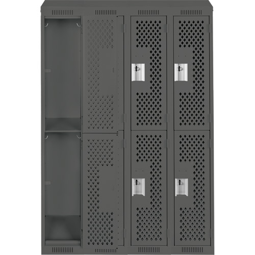 Anthony Steel Mfg. CLD4-121872-ST-PER_A127 Casiers Clean Line, 2 niveaux, Bloc de 4, 48" x 18" x 78", Acier, Charbon, Rivet (assembl&eacute;), Perfor&eacute;