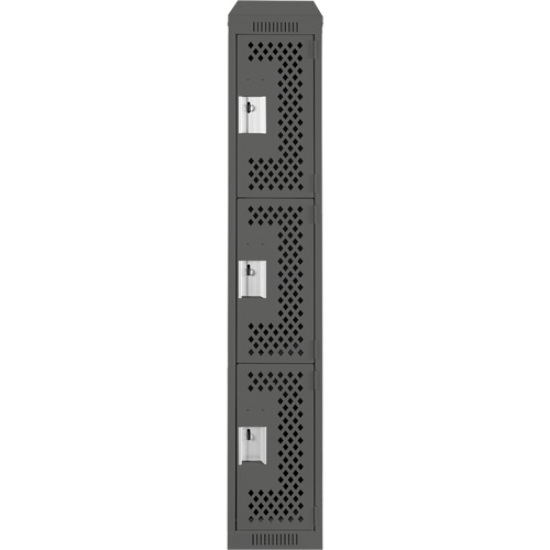 Anthony Steel Mfg. CLT1-121572-ST-PER_A127 Clean Line Lockers, 3 -tier, 12" x 15" x 78", Steel, Charcoal, Rivet (Assembled), Perforated