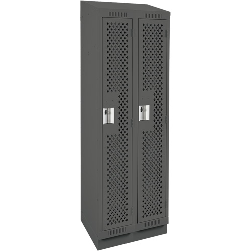 Anthony Steel Mfg. CLS2-121572RBST-PERA127 Clean Line Lockers, Bank of 2, 24" x 15" x 82", Steel, Charcoal, Rivet (Assembled), Perforated