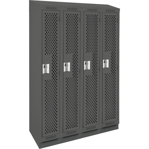 Anthony Steel Mfg. CLS4-121272RBST-PERA127 Casiers Clean Line, Bloc de 4, 48" x 12" x 82", Acier, Charbon, Rivet (assembl&eacute;), Perfor&eacute;
