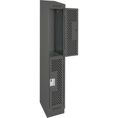 Anthony Steel Mfg. CLD1-121872RBST-PERA127 Clean Line Lockers, 2 -tier, 12" x 18" x 82", Steel, Charcoal, Rivet (Assembled), Perforated