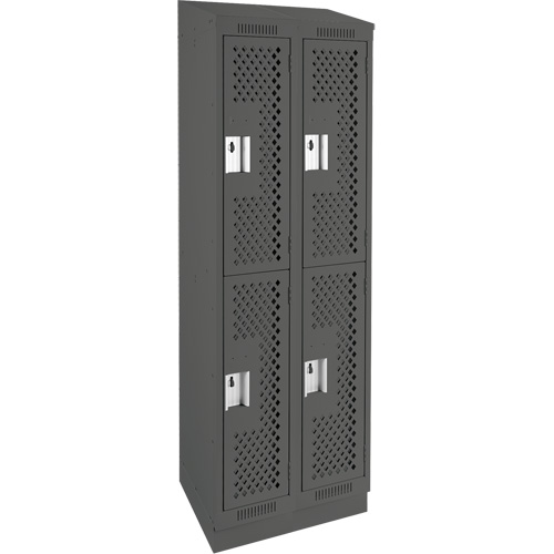 Anthony Steel Mfg. CLD2-121272RBST-PERA127 Clean Line Lockers, 2 -tier, Bank of 2, 24" x 12" x 82", Steel, Charcoal, Rivet (Assembled), Perforated