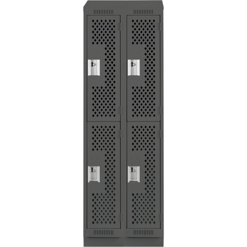 Anthony Steel Mfg. CLD2-121272RBST-PERA127 Clean Line Lockers, 2 -tier, Bank of 2, 24" x 12" x 82", Steel, Charcoal, Rivet (Assembled), Perforated