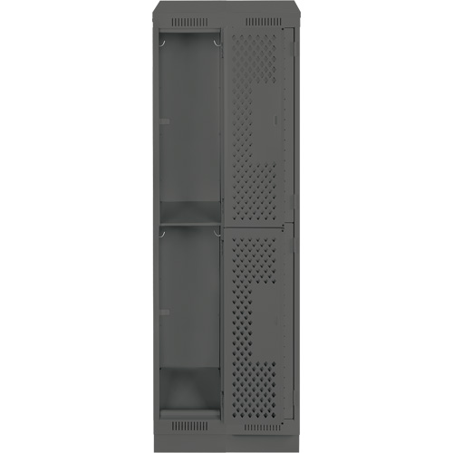 Anthony Steel Mfg. CLD2-121272RBST-PERA127 Clean Line Lockers, 2 -tier, Bank of 2, 24" x 12" x 82", Steel, Charcoal, Rivet (Assembled), Perforated