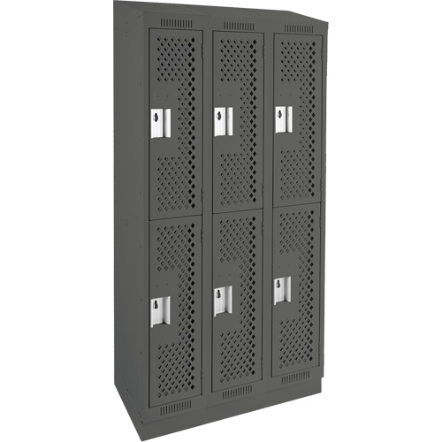 Anthony Steel Mfg. CLD3-121272RBST-PERA127 Clean Line Lockers, 2 -tier, Bank of 3, 36" x 12" x 82", Steel, Charcoal, Rivet (Assembled), Perforated