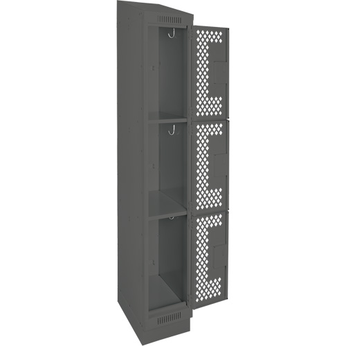 Anthony Steel Mfg. CLT1-121572RBST-PERA127 Clean Line Lockers, 3 -tier, 12" x 15" x 82", Steel, Charcoal, Rivet (Assembled), Perforated