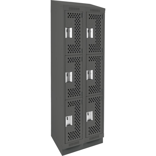 Anthony Steel Mfg. CLT2-121872RBST-PERA127 Clean Line Lockers, 3 -tier, Bank of 2, 24" x 18" x 82", Steel, Charcoal, Rivet (Assembled), Perforated