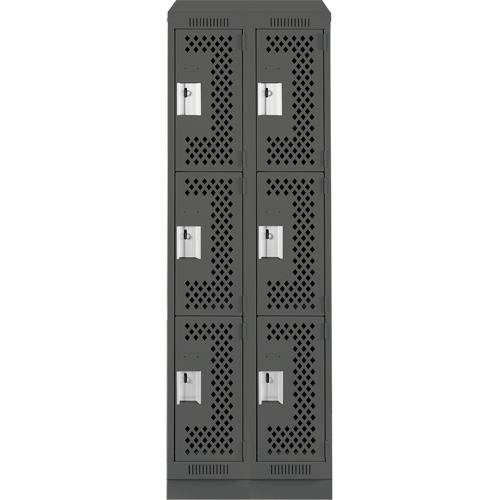 Anthony Steel Mfg. CLT2-121872RBST-PERA127 Clean Line Lockers, 3 -tier, Bank of 2, 24" x 18" x 82", Steel, Charcoal, Rivet (Assembled), Perforated