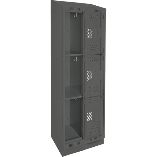 Anthony Steel Mfg. CLT2-121872RBST-PERA127 Clean Line Lockers, 3 -tier, Bank of 2, 24" x 18" x 82", Steel, Charcoal, Rivet (Assembled), Perforated