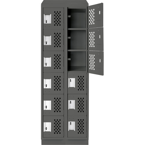 Anthony Steel Mfg. CLL2-121872RBST-PERA127 Assembled Lockerettes Clean Line Perforated Economy Lockers, 6 -tier, Bank of 2, 18" x 72" x 12", Steel