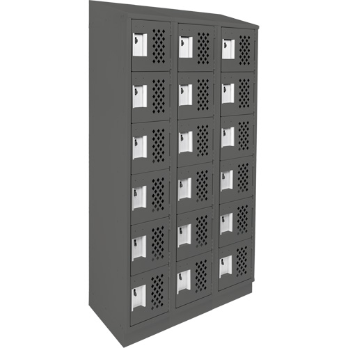 Anthony Steel Mfg. CLL3-121872RBST-PERA127 Assembled Lockerettes Clean Line Perforated Economy Lockers, 6 -tier, Bank of 3, 18" x 72" x 12", Steel