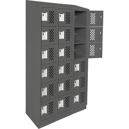 Anthony Steel Mfg. CLL3-121872RBST-PERA127 Assembled Lockerettes Clean Line Perforated Economy Lockers, 6 -tier, Bank of 3, 18" x 72" x 12", Steel
