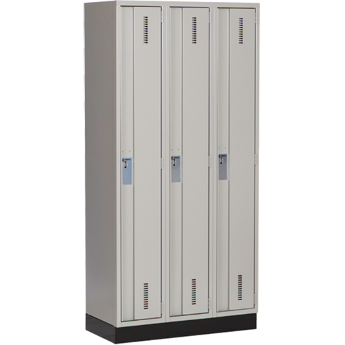 Perfix Inc. 1-121872-3-003-9363 Concorde Heavy-Duty Lockers, Bank of 3, 36" x 18" x 76", Steel, Grey, Welded (Assembled)
