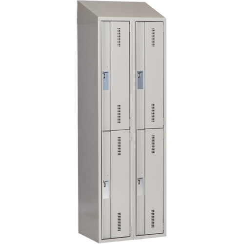 Perfix Inc. 2-121872-2-007-9363 Concorde Heavy-Duty Lockers, 2 -tier, Bank of 2, 24" x 18" x 78", Steel, Grey, Welded (Assembled)