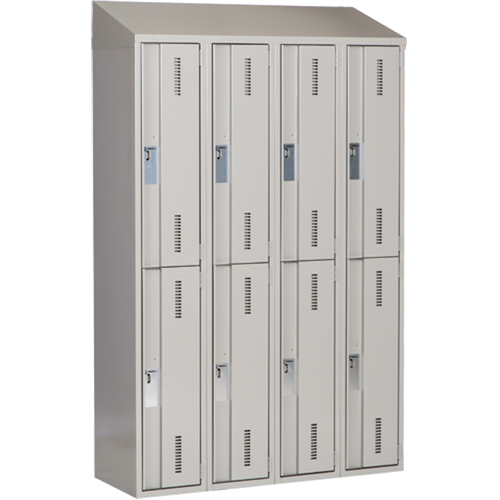 Perfix Inc. 2-121872-4-007-9363 Casiers robustes Concorde, 2 niveaux, Bloc de 4, 48" x 18" x 78", Acier, Gris, Soud&eacute; (assembl&eacute;)