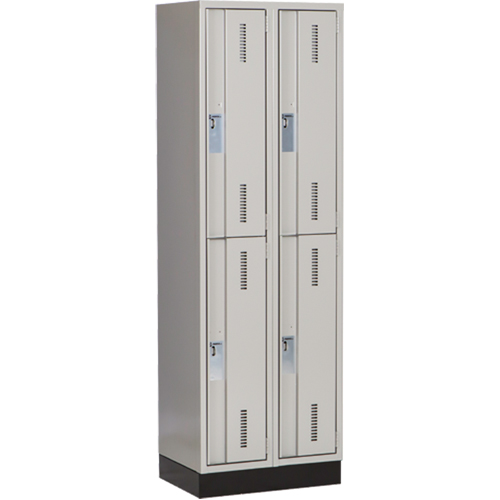 Perfix Inc. 2-121872-2-003-9363 Concorde Heavy-Duty Lockers, 2 -tier, Bank of 2, 24" x 18" x 76", Steel, Grey, Welded (Assembled)