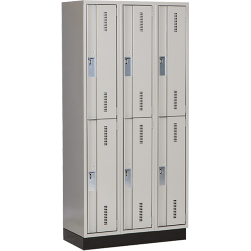 Perfix Inc. 2-121872-3-003-9363 Concorde Heavy-Duty Lockers, 2 -tier, Bank of 3, 36" x 18" x 76", Steel, Grey, Welded (Assembled)
