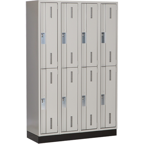 Perfix Inc. 2-121872-4-003-9363 Concorde Heavy-Duty Lockers, 2 -tier, Bank of 4, 48" x 18" x 76", Steel, Grey, Welded (Assembled)